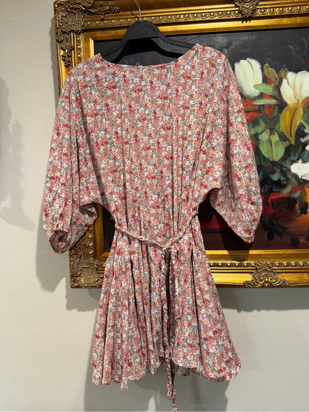 Floral Tie-Waist Mini Dress in Pink